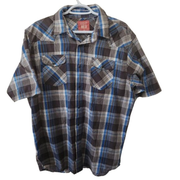 Wrangler Western Plaid Snap Shirt - Black Snaps - Size L - Picture 1 of 5